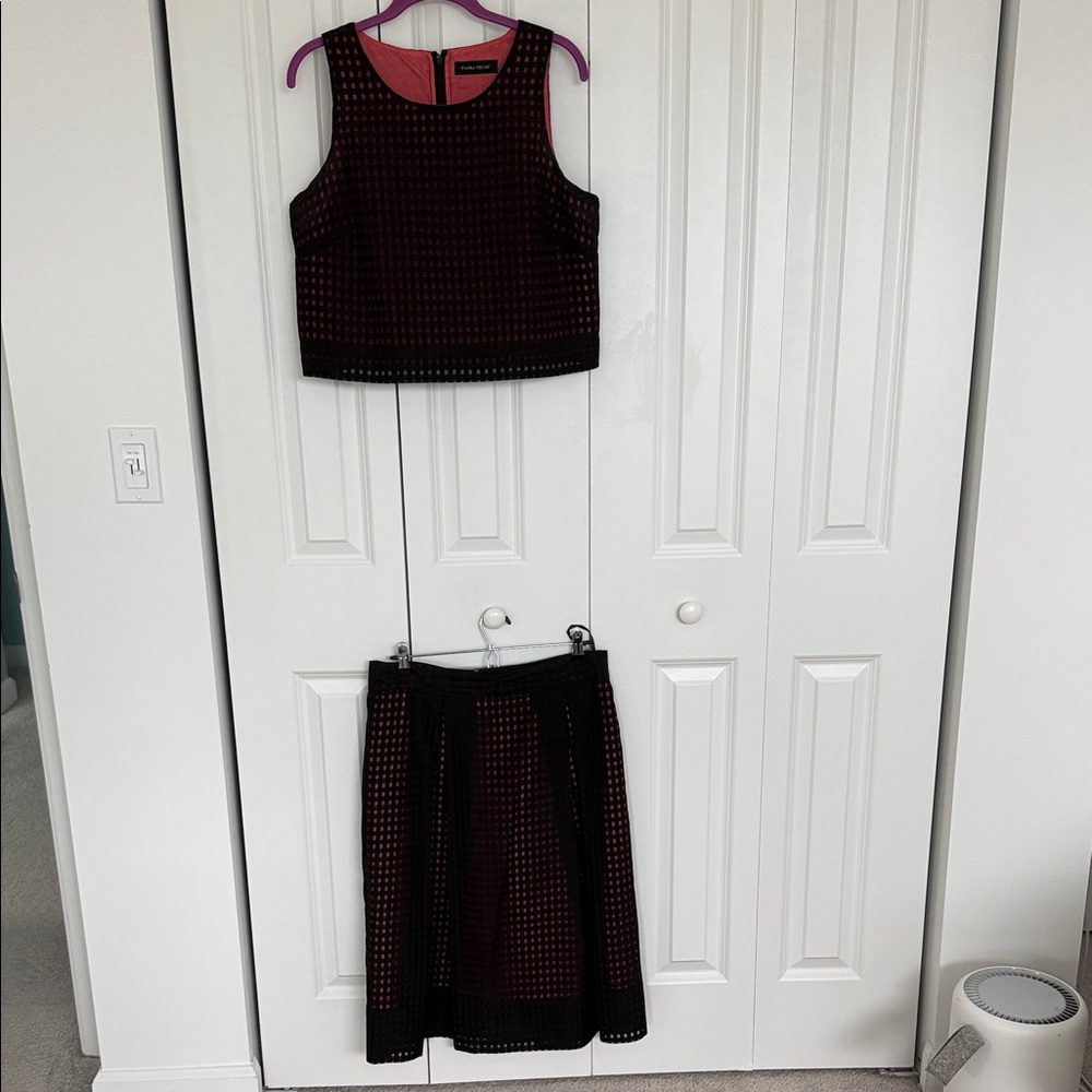 Ivanka Trump Black/Coral top & skirt set